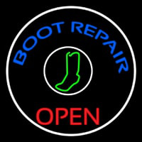 Blue Boot Repair Open Neon Skilt