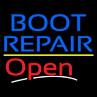 Blue Boot Repair Open With Line Neon Skilt