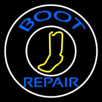 Blue Boot Repair With Logo Neon Skilt