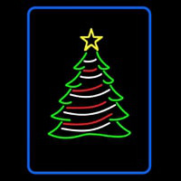Blue Border Decorative Christmas Tree Neon Skilt