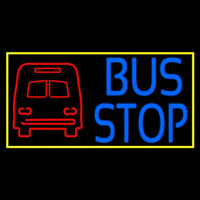 Blue Bus Stop With Yellow Border Neon Skilt