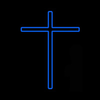 Blue Christian Cross Neon Skilt