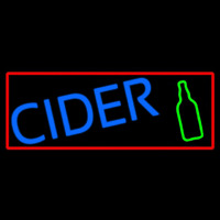 Blue Cider With Red Border Neon Skilt