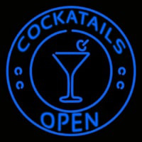 Blue Cocktails Open Neon Skilt