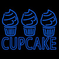 Blue Cupcake With Cupcake Neon Skilt