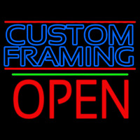 Blue Custom Framing With Lines With Open 1 Neon Skilt