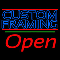 Blue Custom Framing With Lines With Open 2 Neon Skilt