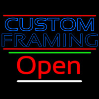 Blue Custom Framing With Lines With Open 3 Neon Skilt