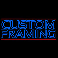 Blue Custom Framing With Red Lines Neon Skilt