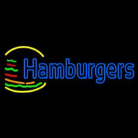 Blue Double Stroke Hamburgers Neon Skilt