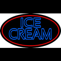 Blue Double Stroke Ice Cream With Red Oval Neon Skilt