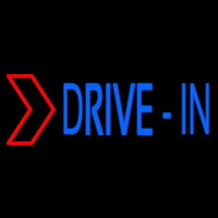 Blue Drive In Red Arrow Neon Skilt