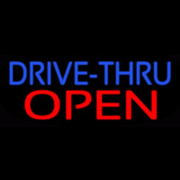 Blue Drive Thru Red Open Neon Skilt