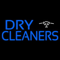 Blue Dry Cleaners Logo Neon Skilt