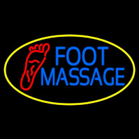 Blue Foot Massage With Yellow Oval Neon Skilt