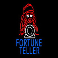 Blue Fortune Teller With Logo Neon Skilt