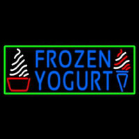 Blue Frozen Yogurt With Green Border Logo Neon Skilt