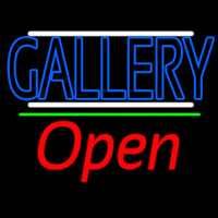 Blue Gallery With White Line With Open 2 Neon Skilt