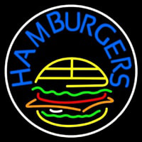 Blue Hamburgers Circle Neon Skilt