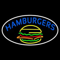 Blue Hamburgers Oval Neon Skilt