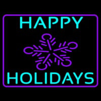 Blue Happy Holidays Neon Skilt