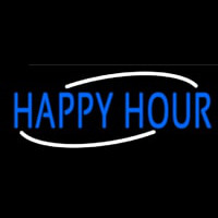 Blue Happy Hour Neon Skilt