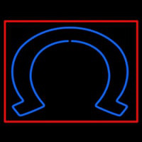 Blue Horseshoe With Border Neon Skilt