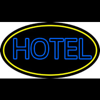 Blue Hotel With Yellow Border Neon Skilt