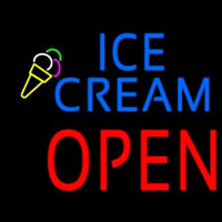 Blue Ice Cream Block Open Neon Skilt