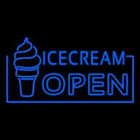 Blue Ice Cream Open Neon Skilt