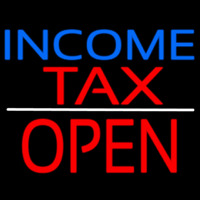 Blue Income Red Ta  Block Open Neon Skilt