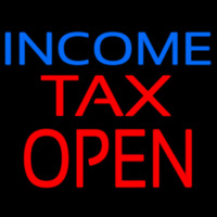 Blue Income Red Ta  Open Neon Skilt