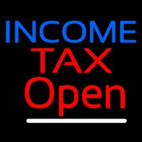 Blue Income Red Ta  Open Slant Neon Skilt