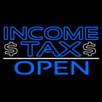 Blue Income Ta  Open With Dollar Logo Neon Skilt