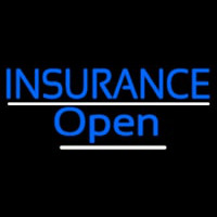 Blue Insurance Open White Line Neon Skilt