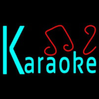 Blue Karaoke Red Musical Note Neon Skilt