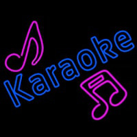 Blue Karaoke Red Musical Note Neon Skilt