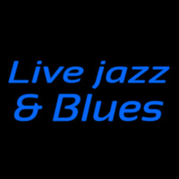 Blue Live Jazz And Blues Cursive Neon Skilt