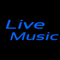 Blue Live Music Cursive 1 Neon Skilt