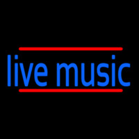 Blue Live Music Red Line Neon Skilt
