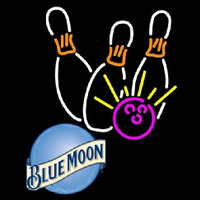 Blue Moon Bowling White Pink Beer Sign Neon Skilt
