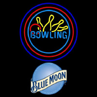 Blue Moon Bowling Yellow Blue Beer Sign Neon Skilt