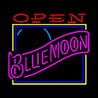 Blue Moon Classic Open Beer Sign Neon Skilt
