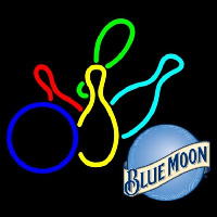 Blue Moon Colored Bowlings Beer Sign Neon Skilt
