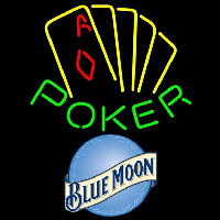 Blue Moon Poker Yellow Beer Sign Neon Skilt