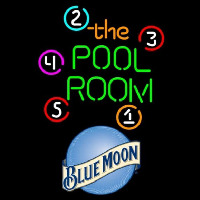 Blue Moon Pool Room Billiards Beer Sign Neon Skilt