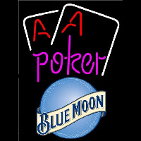 Blue Moon Purple Lettering Red Aces White Cards Beer Sign Neon Skilt