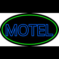 Blue Motel Double Stroke And Green Border Neon Skilt