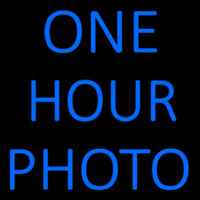 Blue One Hour Photo Neon Skilt