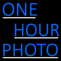 Blue One Hour Photo With Line Neon Skilt